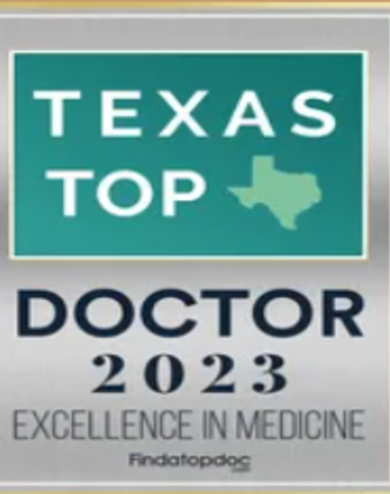 Texas Top Doctor 2023 — Excellence in Medicine award badge